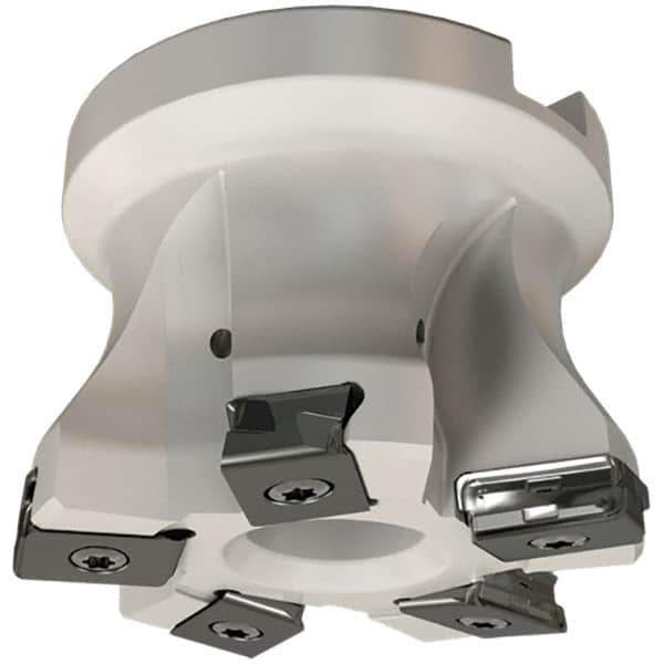 Iscar - 5 Inserts, 63mm Cut Diam, 27mm Arbor Diam, 3mm Max Depth of Cut, Indexable Square-Shoulder Face Mill - 0/90° Lead Angle, 50mm High, HTP LNHT 1006 Insert Compatibility, Through Coolant, Series TangPlunge - Exact Tool & Supply