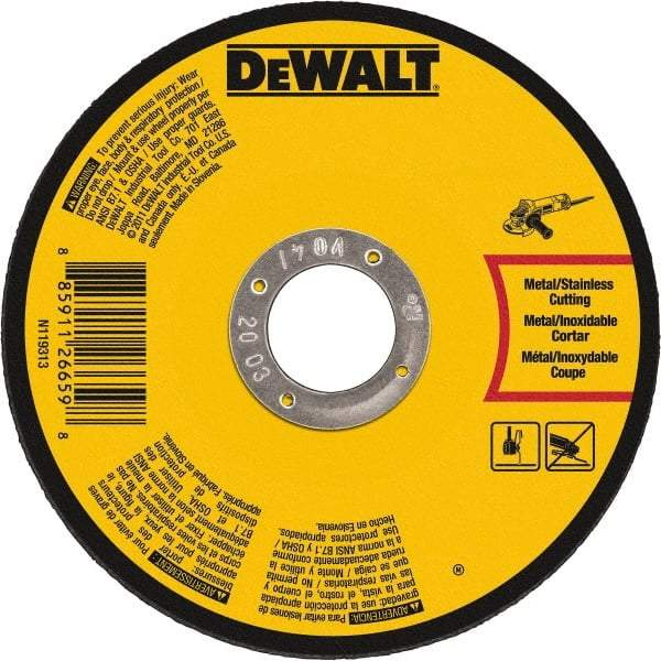 DeWALT - 7" 60 Grit Aluminum Oxide Cutoff Wheel - 0.045" Thick, 7/8" Arbor, 8,700 Max RPM, Use with Angle Grinders - Exact Tool & Supply