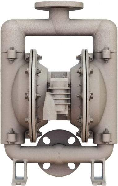 Versa-Matic - 1-1/4 \x96 1-1/2 NPT, Air Operated Diaphragm Pump - PTFE Diaphragm, Aluminum Housing - Exact Tool & Supply