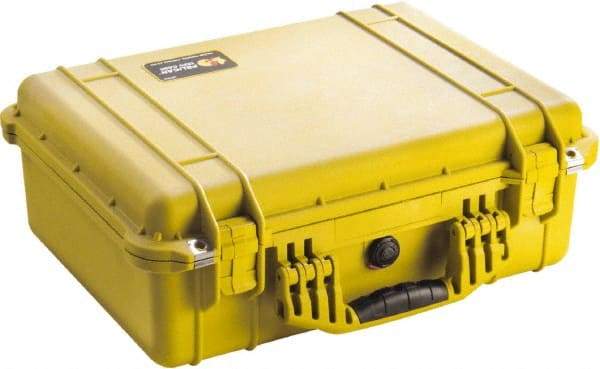 Pelican Products, Inc. - 15-49/64" Wide x 7-13/32" High, Clamshell Hard Case - Yellow, Polyethylene - Exact Tool & Supply