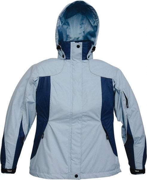 Viking - Size 2XL, Light Blue, Rain, Wind Resistant Jacket - 51" Chest, 4 Pockets, Detachable Hood - Exact Tool & Supply