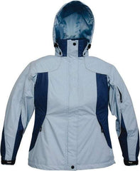 Viking - Size 2XL, Light Blue, Rain, Wind Resistant Jacket - 51" Chest, 4 Pockets, Detachable Hood - Exact Tool & Supply