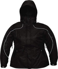 Viking - Size 2XL, Black, Rain, Wind Resistant Jacket - 51" Chest, 4 Pockets, Detachable Hood - Exact Tool & Supply