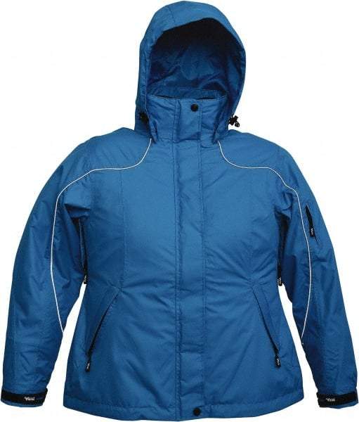 Viking - Size 2XL, Blue, Rain, Wind Resistant Jacket - 51" Chest, 4 Pockets, Detachable Hood - Exact Tool & Supply