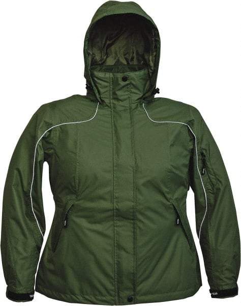 Viking - Size 2XL, Green, Rain, Wind Resistant Jacket - 51" Chest, 4 Pockets, Detachable Hood - Exact Tool & Supply