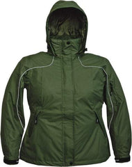 Viking - Size 2XL, Green, Rain, Wind Resistant Jacket - 51" Chest, 4 Pockets, Detachable Hood - Exact Tool & Supply