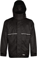 Viking - Size 4XL, Black, Rain, Wind Resistant Jacket - 55" Chest, 3 Pockets, Detachable Hood - Exact Tool & Supply