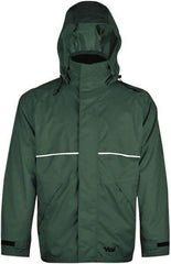 Viking - Size 4XL, Green, Rain, Wind Resistant Jacket - 55" Chest, 3 Pockets, Detachable Hood - Exact Tool & Supply