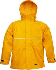 Viking - Size 4XL, Yellow, Rain, Wind Resistant Jacket - 55" Chest, 3 Pockets, Detachable Hood - Exact Tool & Supply