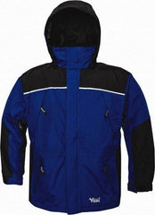 Viking - Size 4XL, Charcoal & Royal Blue, Rain, Wind Resistant Jacket - 58" Chest, 5 Pockets, Detachable Hood - Exact Tool & Supply