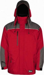 Viking - Size XL, Red & Charcoal, Rain, Wind Resistant Jacket - 47" Chest, 5 Pockets, Detachable Hood - Exact Tool & Supply