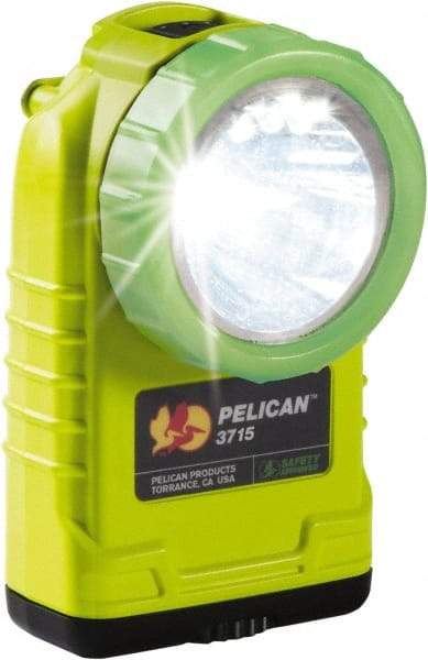Pelican Products, Inc. - White LED Bulb, 233 Lumens, Right Angle Flashlight - Yellow Plastic Body, 4 AA Alkaline Batteries Not Included - Exact Tool & Supply