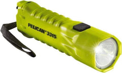 Pelican Products, Inc. - White LED Bulb, 160 Lumens, Industrial/Tactical Flashlight - Yellow Plastic Body, 3 AA Alkaline Batteries Included - Exact Tool & Supply