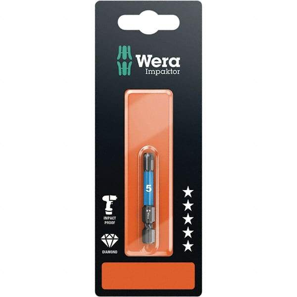 Wera - 5mm Hex Screwdriver Bit - 1/4" Drive, 50mm OAL - Exact Tool & Supply