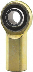 Made in USA - 1/2" ID, 1-5/16" Max OD, 6,453 Lb Max Static Cap, Plain Female Spherical Rod End - 1/2-20 RH, 7/8" Shank Diam, 1-1/16" Shank Length, Carbon Steel with Plastic Raceway - Exact Tool & Supply