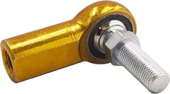 Made in USA - 1/2" ID, 1-5/16" Max OD, 6,453 Lb Max Static Cap, Female Spherical Rod End with Stud - 1/2-20 LH, 7/8" Shank Diam, 1-1/16" Shank Length, Carbon Steel with Plastic Raceway - Exact Tool & Supply