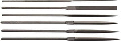 Value Collection - 6 Piece Needle Pattern File Set - Fine Coarseness, Set Includes Comprise, Pillar, Half Round, Crossing, Square, Round, Barrette - Exact Tool & Supply