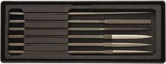 Value Collection - 6 Piece Needle Pattern File Set - Fine Coarseness, Set Includes Comprise, Pillar, Half Round, Crossing, Square, Round, Barrette - Exact Tool & Supply