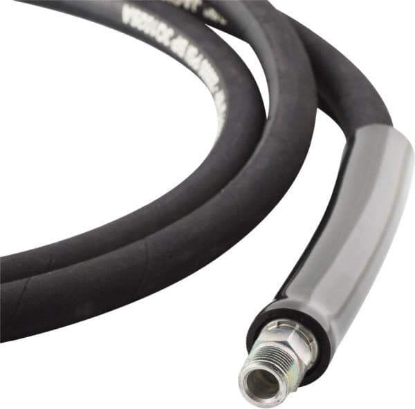 Value Collection - 1/4" Inside Diam x 3/8 NPT 20' Hydraulic Pump Hose - 10,000 psi, 3/8 NPTF Male Opposite End, Rubber - Exact Tool & Supply