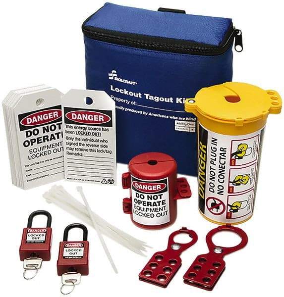 Ability One - 27 Piece Lockout Tagout Kit - Keyed Differently, Comes in Carrying Case - Exact Tool & Supply
