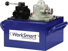 Value Collection - 10,000 psi Air-Hydraulic Pump & Jack - 3 Gal Oil Capacity, Manual Valve, Use with Double Acting Cylinders, Advance, Hold & Retract - Exact Tool & Supply