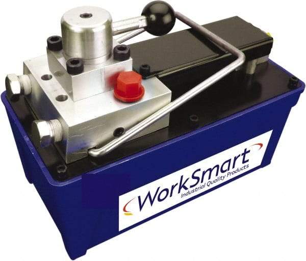 Value Collection - 10,000 psi Air-Hydraulic Pump & Jack - 91.5 Cu In Oil Capacity, Use with Double Acting Cylinders, Advance, Hold & Retract - Exact Tool & Supply
