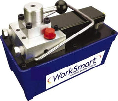Value Collection - 10,000 psi Air-Hydraulic Pump & Jack - 91.5 Cu In Oil Capacity, Use with Double Acting Cylinders, Advance, Hold & Retract - Exact Tool & Supply