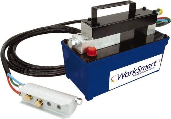 Value Collection - 10,000 psi Air-Hydraulic Pump & Jack - 91.5 Cu In Oil Capacity, Use with Single Acting Cylinders, Advance, Hold & Retract - Exact Tool & Supply
