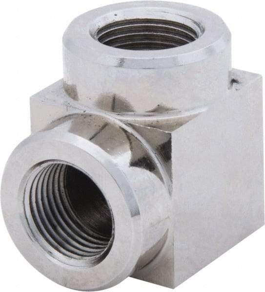 Value Collection - 3/8 Female NPTF Nickel Plated Steel Hydraulic Hose Female Elbow - 10,000 psi, 6 GPM - Exact Tool & Supply