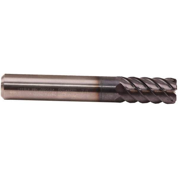 Emuge - 5/8" Diam, 1-1/4" LOC, 8 Flute Solid Carbide Roughing & Finishing End Mill - TiAlN Finish, 3-1/2" OAL, 5/8" Shank Diam, Cylindrical Shank, 50° Helix, Long Length - Exact Tool & Supply