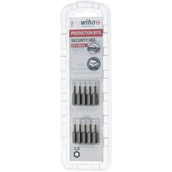 Wiha - 2mm Hex Screwdriver Bit - 1/4" Drive, 1" OAL - Exact Tool & Supply