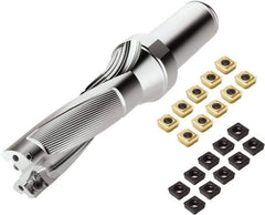 Seco - 5-1/2" Max Drill Depth, 4xD, 1-3/8" Diam, Indexable Insert Drill - 2 Inserts, 1-1/2" Shank Diam, Weldon Flat Shank - Exact Tool & Supply