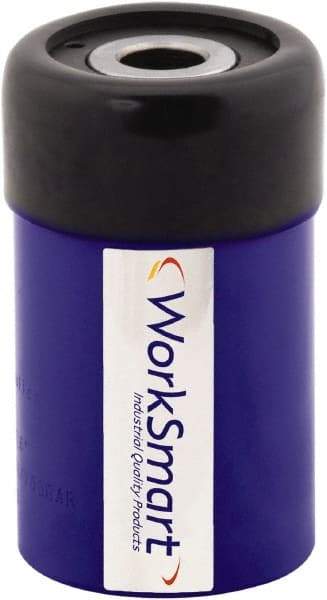 Value Collection - 12 Ton, 1.61" Stroke, 4.7 Cu In Oil Capacity, Portable Hydraulic Hollow Hole Cylinder - 2.91 Sq In Effective Area, 4.74" Lowered Ht., 6.36" Max Ht., 1.92" Cyl Bore Diam, 1.38" Plunger Rod Diam, 10,000 Max psi - Exact Tool & Supply