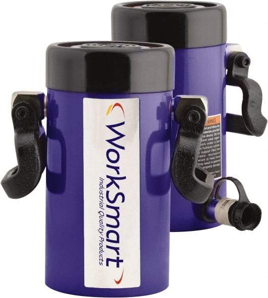 Value Collection - 75 Ton, 6.14" Stroke, 98.85 Cu In Oil Capacity, Portable Hydraulic Single Acting Cylinder - 16.1 Sq In Effective Area, 11.22" Lowered Ht., 18.36" Max Ht., 4.53" Cyl Bore Diam, 3.74" Plunger Rod Diam, 10,000 Max psi - Exact Tool & Supply