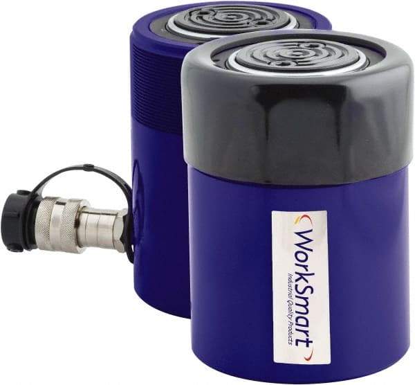 Value Collection - 55 Ton, 2.01" Stroke, 21.97 Cu In Oil Capacity, Portable Hydraulic Single Acting Cylinder - 10.98 Sq In Effective Area, 6.93" Lowered Ht., 8.94" Max Ht., 3.74" Cyl Bore Diam, 3.15" Plunger Rod Diam, 10,000 Max psi - Exact Tool & Supply