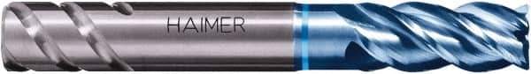 HAIMER - 1", 4 Flute, Single End, Solid Carbide, Corner Chamfer End Mill - 4-1/2" OAL, Right Hand Flute, 2" LOC, Right Hand Cut - Exact Tool & Supply