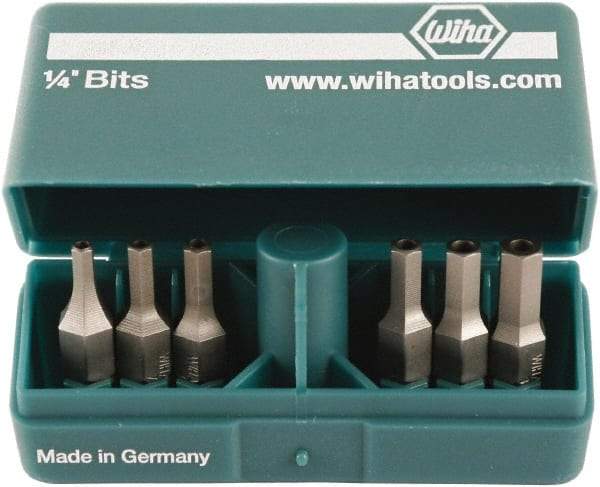Wiha - 10 Piece, 1/4" Drive Screwdriver Tamperproof Bit Set - 3/32 to 3/16" Hex - Exact Tool & Supply