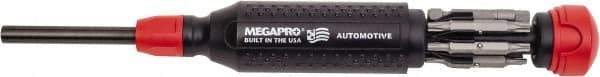 Megapro - 14-in-1 Bit Screwdriver - Phillips, Slotted & Torx Tips, Valve Stem, 1/4" Socket Adapter - Exact Tool & Supply