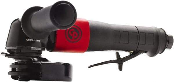 Chicago Pneumatic - 5" Wheel Diam, 12,000 RPM, Pneumatic Angle & Disc Grinder - 3/8-24 Spindle, 40 CFM, Rear Exhaust - Exact Tool & Supply
