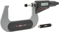 SPI - 2 to 3" Range, 0.00005" Resolution, Standard Throat IP54 Electronic Outside Micrometer - 0.0002" Accuracy, Friction Thimble, Carbide-Tipped Face, LR44 Battery, Includes NIST Traceable Certification of Inspection - Exact Tool & Supply