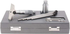 SPI - 0 to 100mm Range, 4 Rod, Mechanical Depth Micrometer - Ratchet Stop Thimble, 63mm Base Length, 0.01mm Graduation, 4.5mm Rod Diam - Exact Tool & Supply