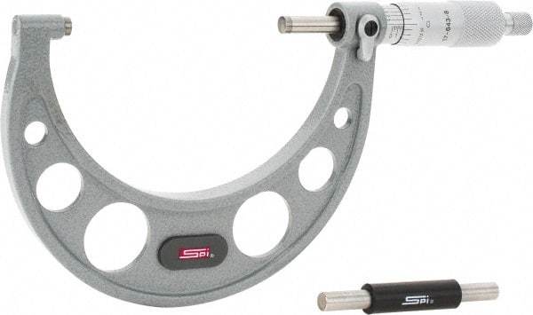 SPI - 3 to 4" Range, 0.0001" Graduation, Mechanical Outside Micrometer - Ratchet Stop Thimble, 2.37" Throat Depth, Accurate to 0.0002" - Exact Tool & Supply