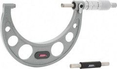 SPI - 3 to 4" Range, 0.0001" Graduation, Mechanical Outside Micrometer - Ratchet Stop Thimble, 2.37" Throat Depth, Accurate to 0.0002" - Exact Tool & Supply