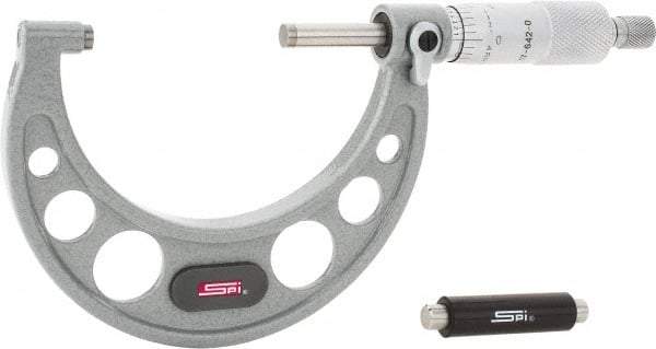 SPI - 2 to 3" Range, 0.0001" Graduation, Mechanical Outside Micrometer - Ratchet Stop Thimble, 1.93" Throat Depth, Accurate to 0.0002" - Exact Tool & Supply