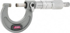 SPI - 0 to 1" Range, 0.0001" Graduation, Mechanical Outside Micrometer - Ratchet Stop Thimble, 1.11" Throat Depth, Accurate to 0.0001" - Exact Tool & Supply