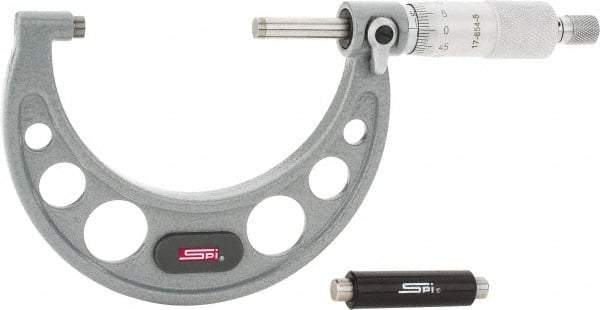 SPI - 50 to 75mm Range, 0.01mm Graduation, Mechanical Outside Micrometer - Ratchet Stop Thimble, 49mm Throat Depth, Accurate to 0.005mm - Exact Tool & Supply