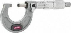 SPI - 0 to 25mm Range, 0.01mm Graduation, Mechanical Outside Micrometer - Ratchet Stop Thimble, 28mm Throat Depth, Accurate to 0.004mm - Exact Tool & Supply