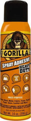 Gorilla Glue - 14 oz Aerosol Clear Spray Adhesive - High Tack, 131°F Heat Resistance, High Strength Bond, Flammable - Exact Tool & Supply