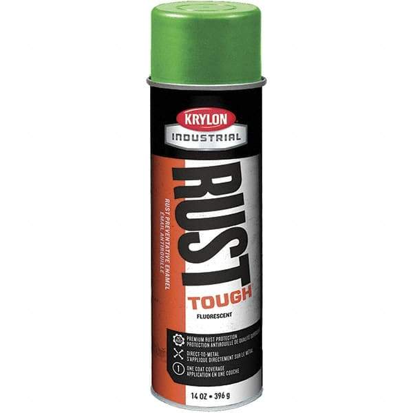 Krylon - Green, 15 oz Net Fill, Fluorescent, Acrylic Enamel Spray Paint - 15 to 20 Sq Ft per Can, 20 oz Container - Exact Tool & Supply