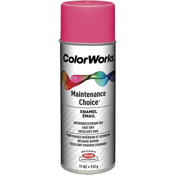 Krylon - Zinger Pink, 11 oz Net Fill, Gloss, Enamel Spray Paint - 15 to 18 Sq Ft per Can, 16 oz Container - Exact Tool & Supply